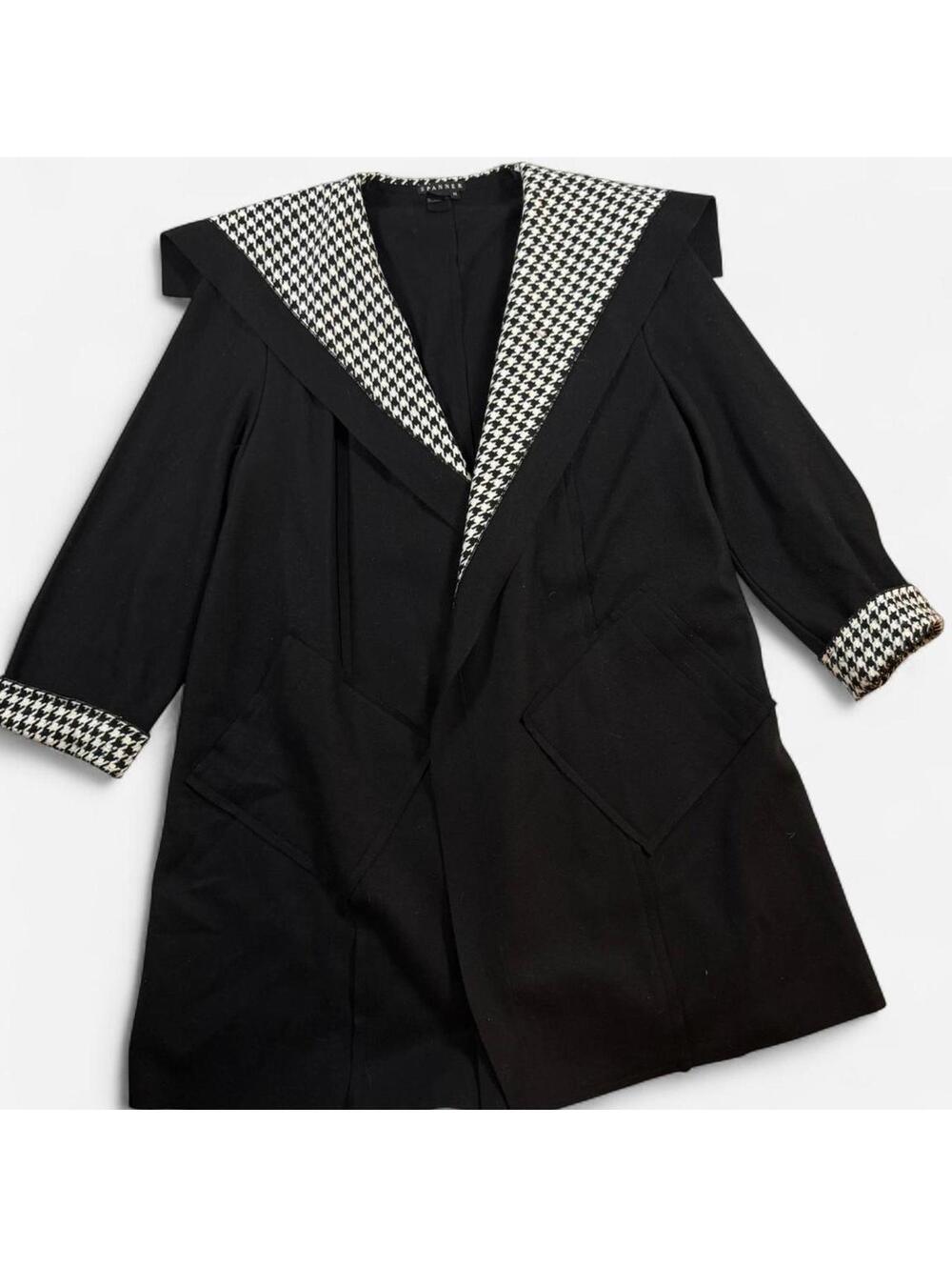 Spanner Cardigan Womens Medium Black White Wool Blend